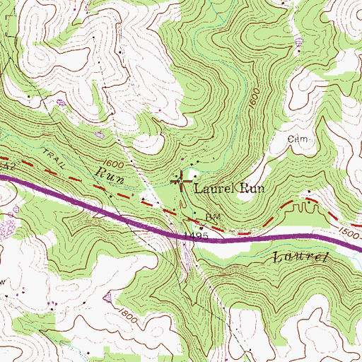 Topographic Map of Little Laurel Run, WV