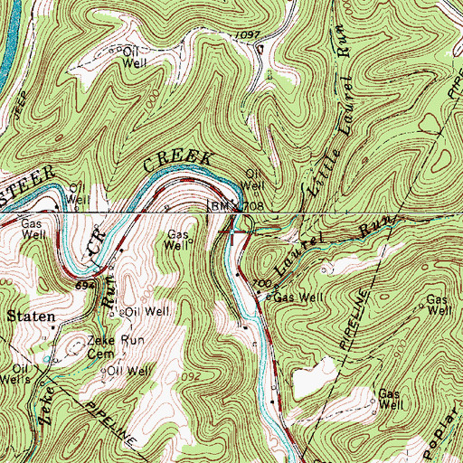 Topographic Map of Little Laurel Run, WV