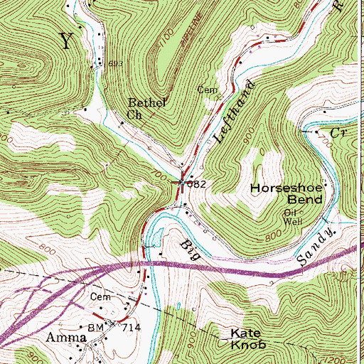 Topographic Map of Little Left Hand Run, WV