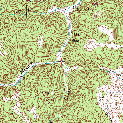 Topographic Map of Little Milam Creek, WV