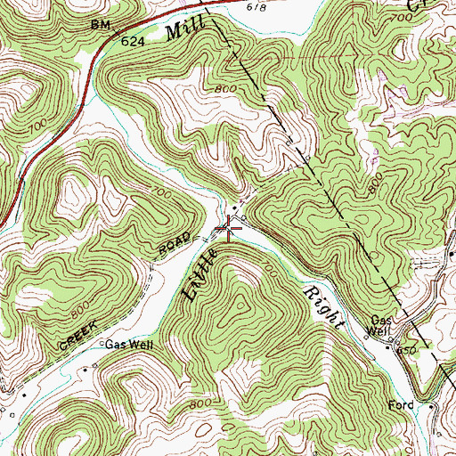 Topographic Map of Little Mill Creek, WV
