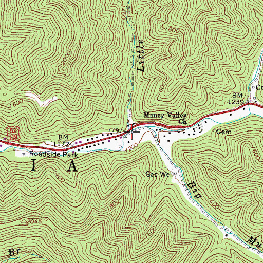 Topographic Map of Little Muncy Branch, WV