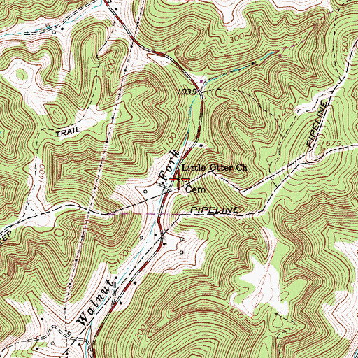 Topographic Map of Little Otter Church, WV