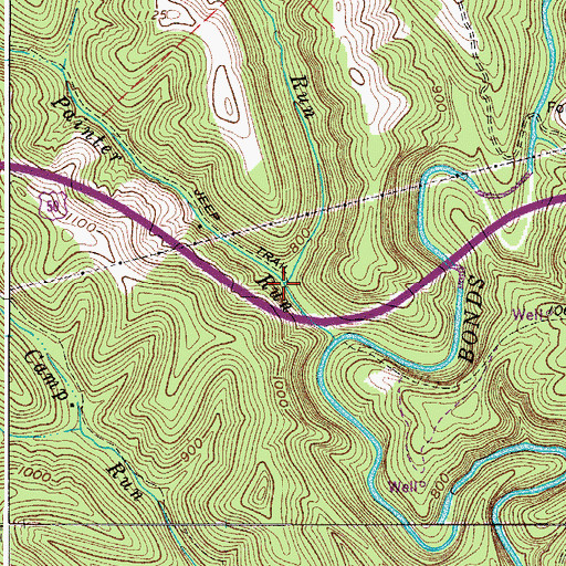 Topographic Map of Little Painter Run, WV