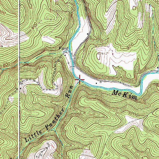 Topographic Map of Little Panther Run, WV