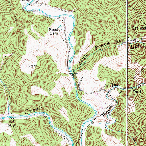 Topographic Map of Little Pigeon Run, WV