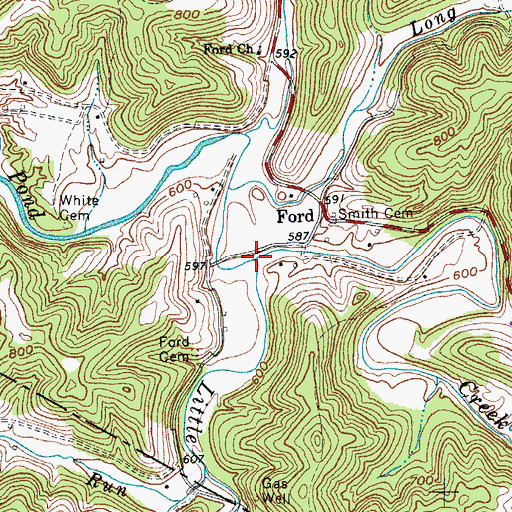 Topographic Map of Little Pond Creek, WV