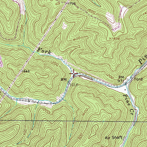 Topographic Map of Little Right Fork, WV
