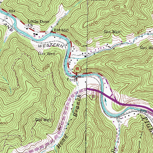 Topographic Map of Little Road Branch, WV