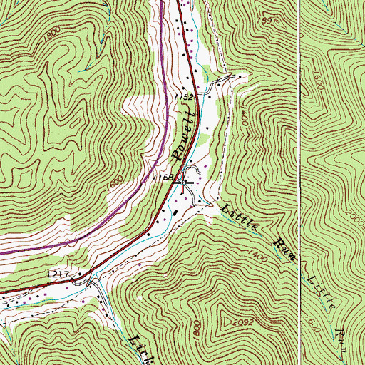 Topographic Map of Little Run, WV