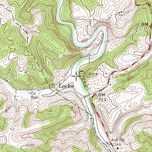 Topographic Map of Little Sancho Creek, WV