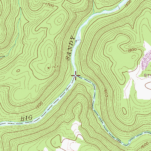 Topographic Map of Little Sandy Creek, WV