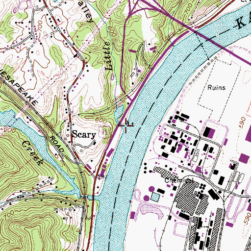 Topographic Map of Little Scary Creek, WV