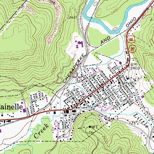Topographic Map of Little Sewell Creek, WV