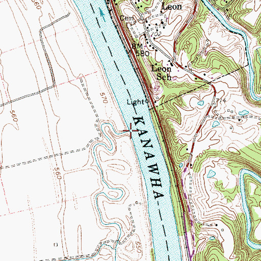 Topographic Map of Little Sixteenmile Creek, WV