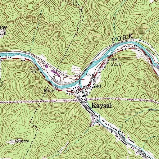 Topographic Map of Little Slate Creek, WV