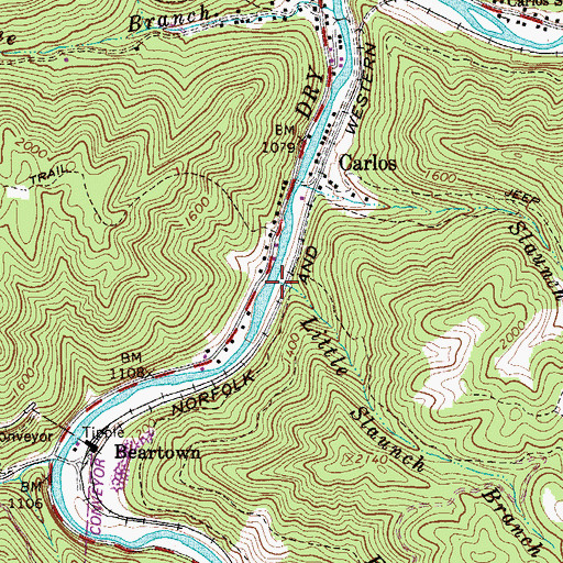 Topographic Map of Little Slaunch Branch, WV