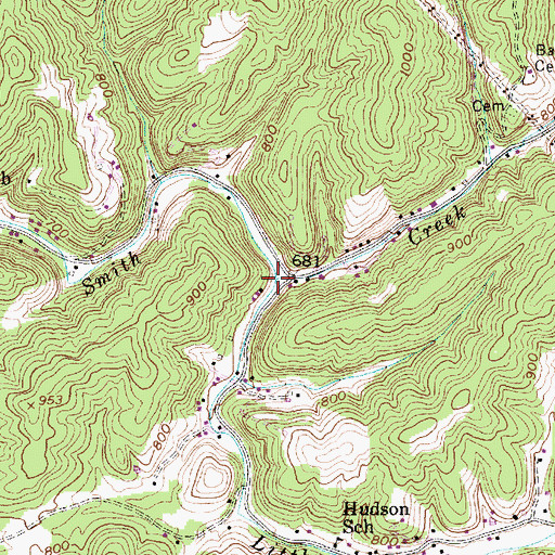 Topographic Map of Little Smith Creek, WV