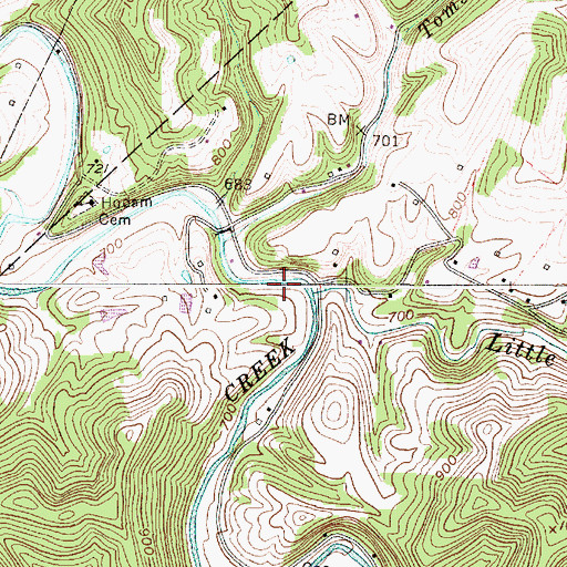 Topographic Map of Little Spring Creek, WV