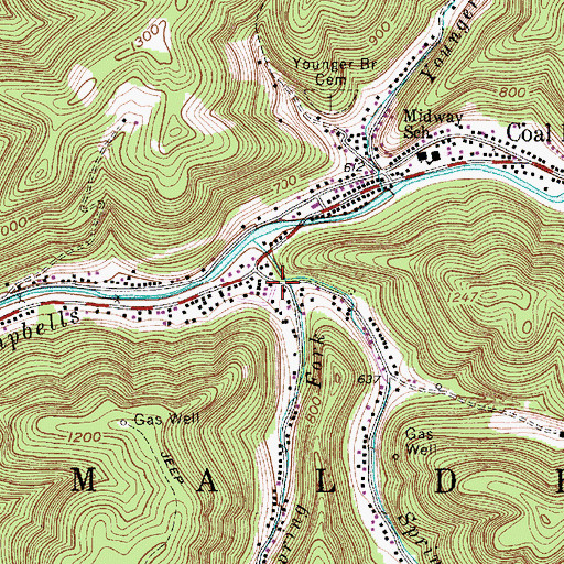 Topographic Map of Little Spring Fork, WV