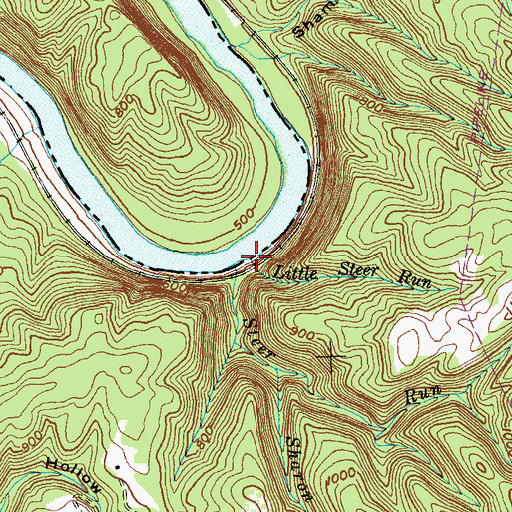 Topographic Map of Little Steer Run, WV