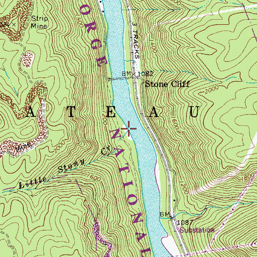 Topographic Map of Little Stony Creek, WV
