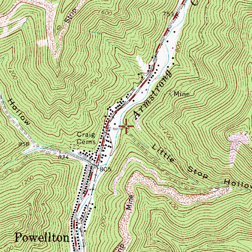Topographic Map of Little Stop Hollow, WV