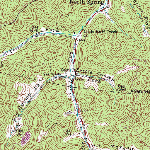 Topographic Map of Little Swamp Fork, WV