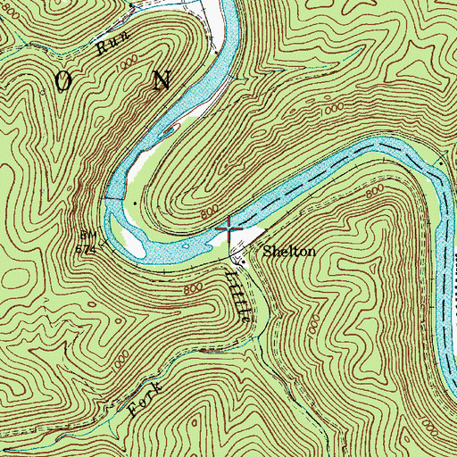 Topographic Map of Little Sycamore Creek, WV