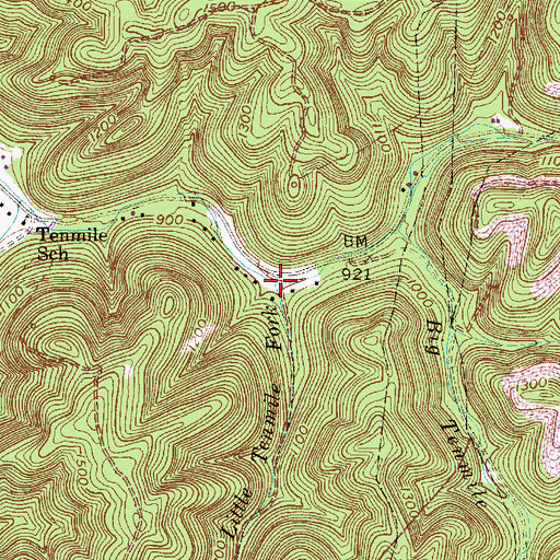 Topographic Map of Little Tenmile Fork, WV