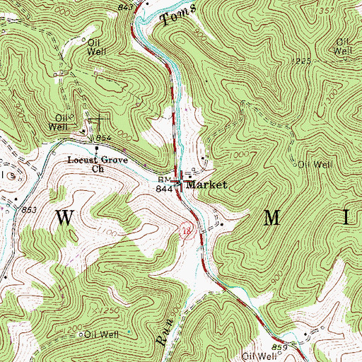 Topographic Map of Little Toms Fork, WV