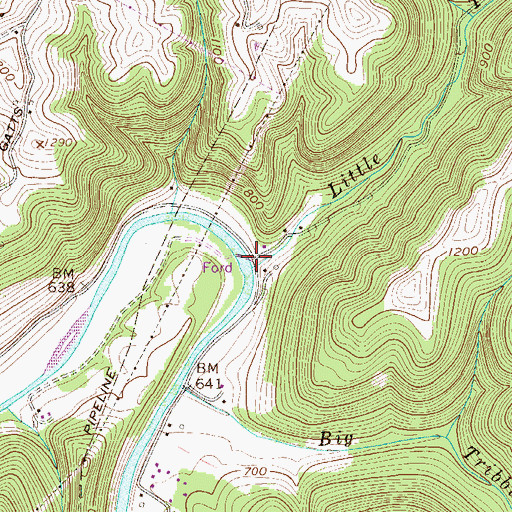Topographic Map of Little Tribble Creek, WV