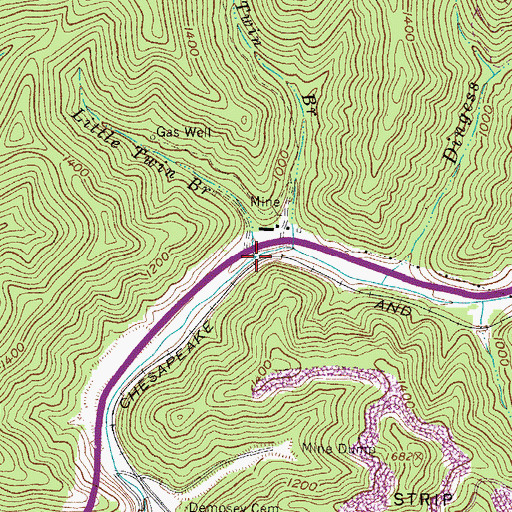 Topographic Map of Little Twin Branch, WV