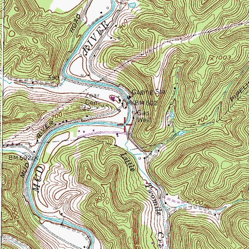 Topographic Map of Little Twomile Creek, WV