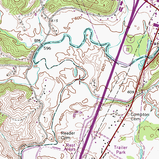 Topographic Map of Little Tygart Creek, WV