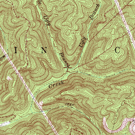Topographic Map of Little Ugly Branch, WV