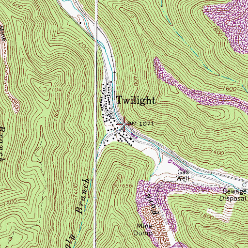 Topographic Map of Little Ugly Branch, WV