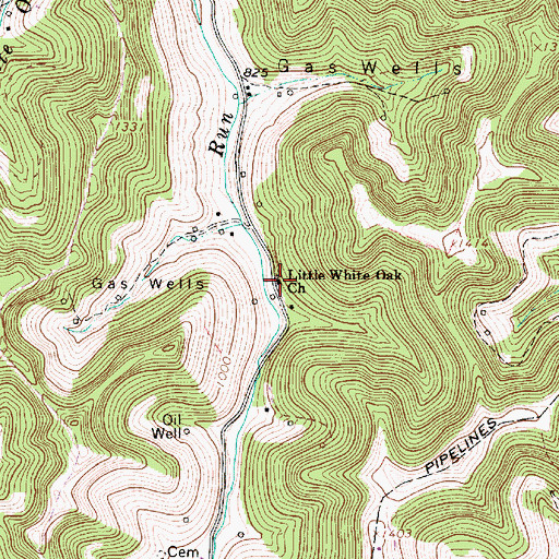 Topographic Map of Little White Oak Church, WV