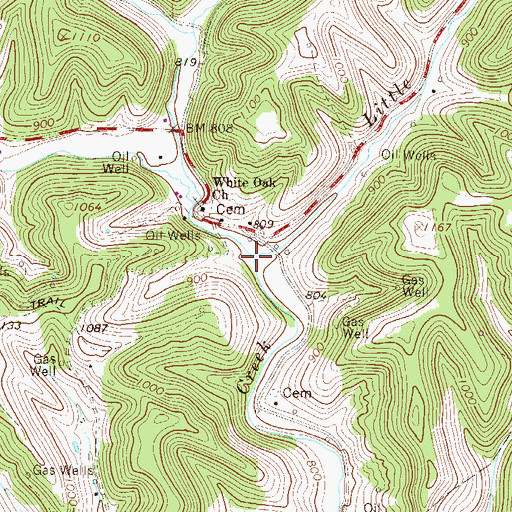 Topographic Map of Little White Oak Creek, WV