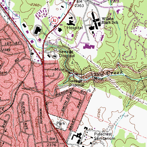Topographic Map of Little Whitestick Creek, WV
