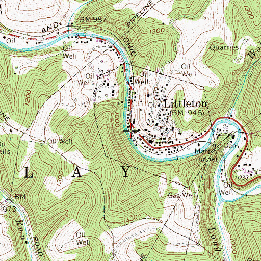 Topographic Map of Littleton, WV