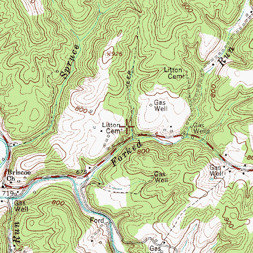 Topographic Map of Litton Cemetery, WV