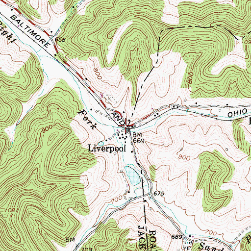 Topographic Map of Liverpool, WV