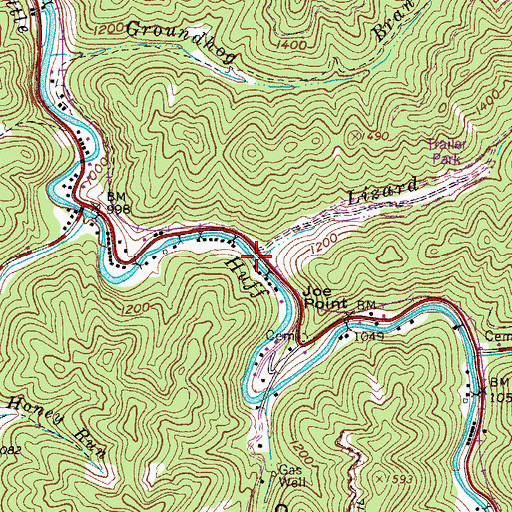 Topographic Map of Lizard Creek, WV