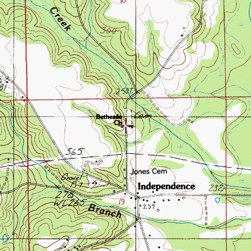Topographic Map of Bethesda Baptist Church, AL