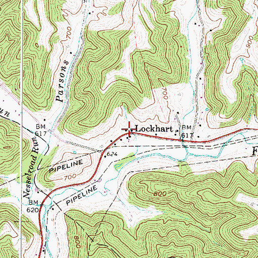 Topographic Map of Lockhart, WV