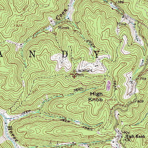 Topographic Map of Lockhart Cemetery, WV