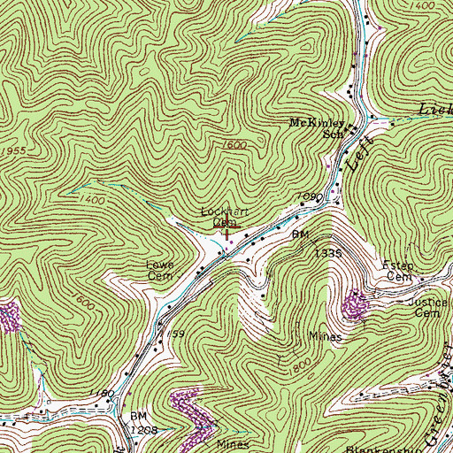 Topographic Map of Lockhart Cemetery, WV
