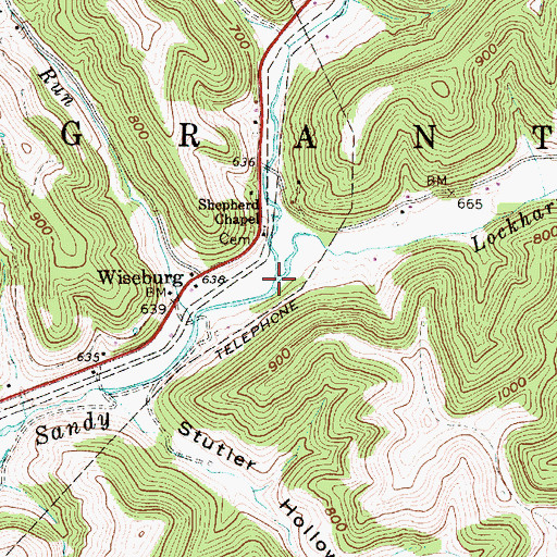 Topographic Map of Lockhart Fork, WV
