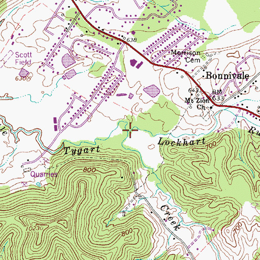 Topographic Map of Lockhart Run, WV